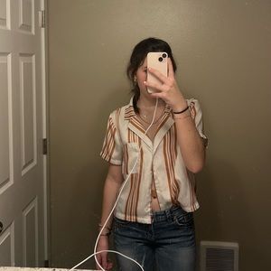 Striped silky button up